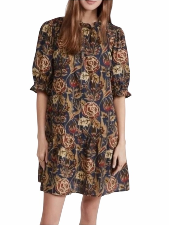 Velvet by Graham & Spencer Dresses & Skirts - Velvet by Graham & Spencer Blue Floral Dress Red Gold Print Size S